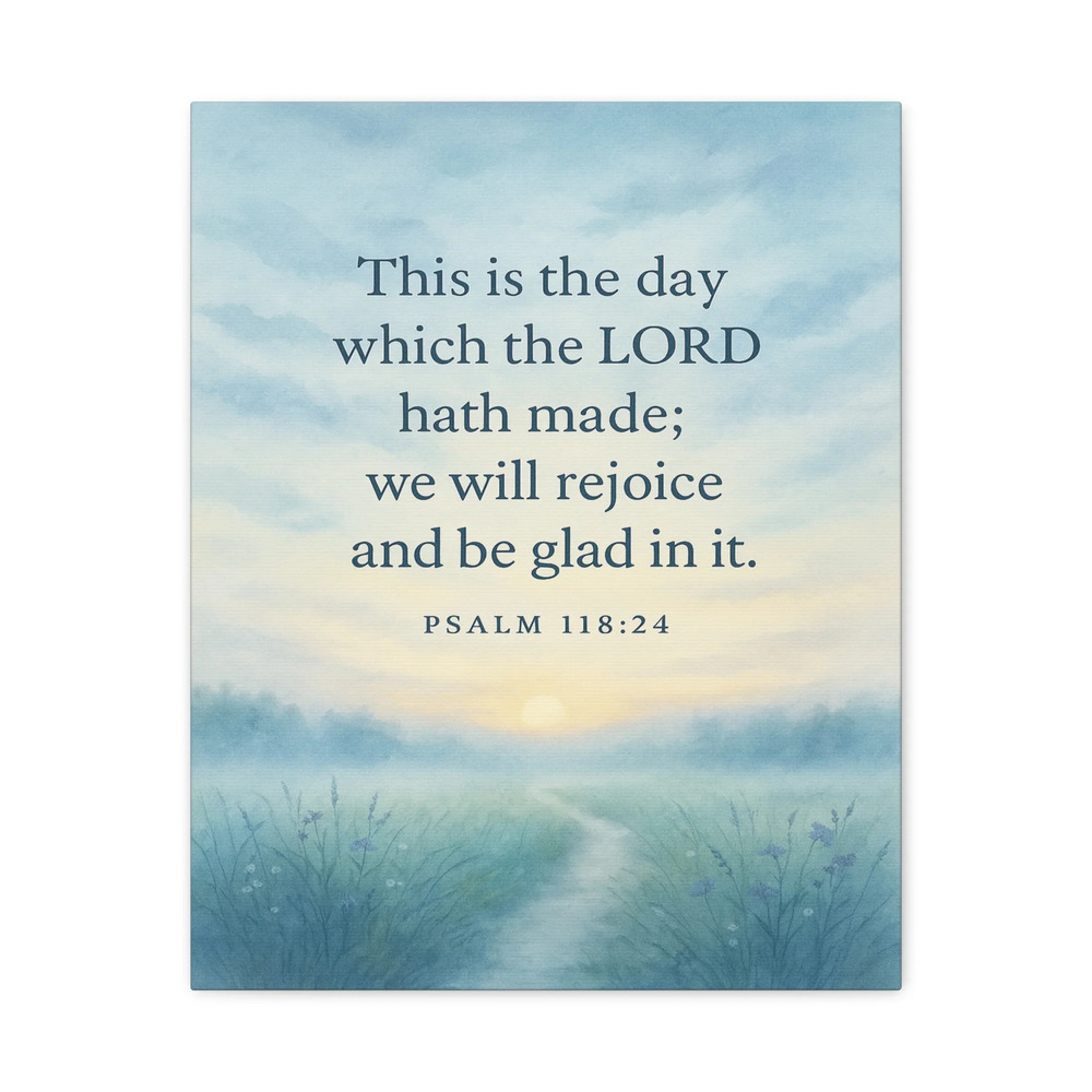 Bible Verse Canvas Psalm 118:24 Wall Art Scripture Ready to Hang Faith Print